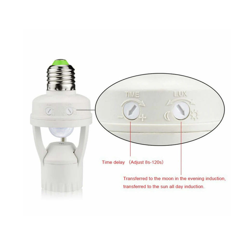 

AC 110-220V 360 Degrees PIR Induction Motion Sensor IR infrared Human E27 Plug Socket Switch Base Led Bulb light Lamp Holder