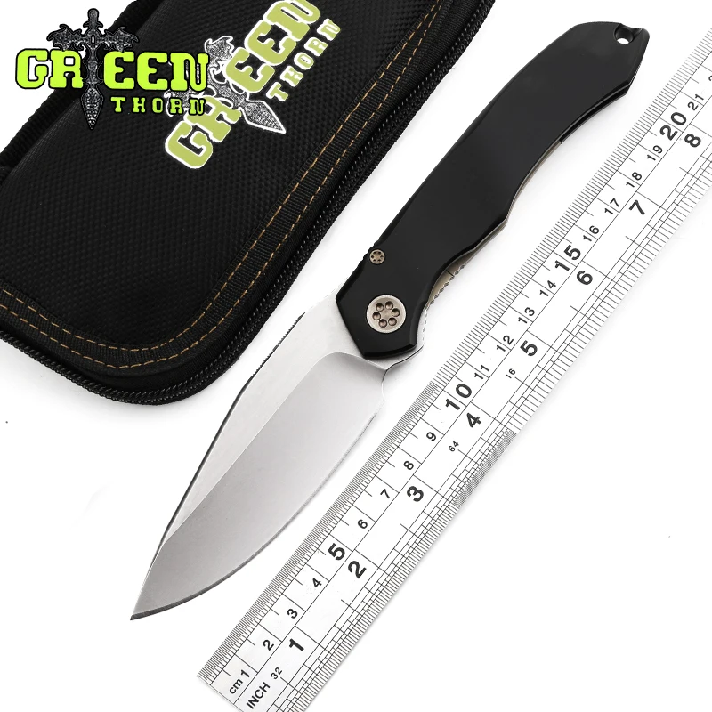 Зеленый шип энекс шарикоподшипник тактический складной нож D2 лезвия алюминиевая ручка Отдых Охота Открытый выживания Ножи EDC инструменты