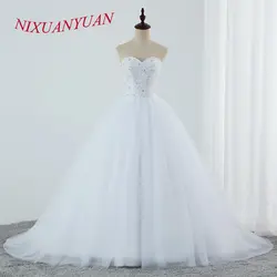 NIXUANYUAN Роскошные бисер свадебное платье 2019 с лифом сердечком, большого размера Свадебные платья Простой vestido de novia 2019