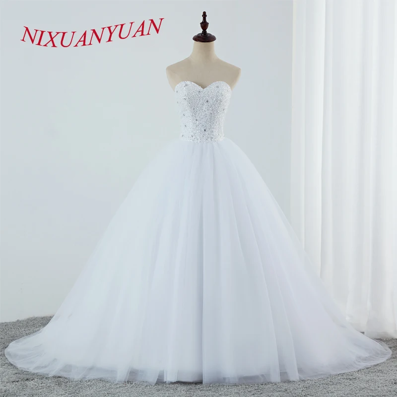 

NIXUANYUAN Luxury Beading Ball Gown Wedding Dresses 2019 Sweetheart Plus size Bridal Dresses Simple vestido de novia 2019
