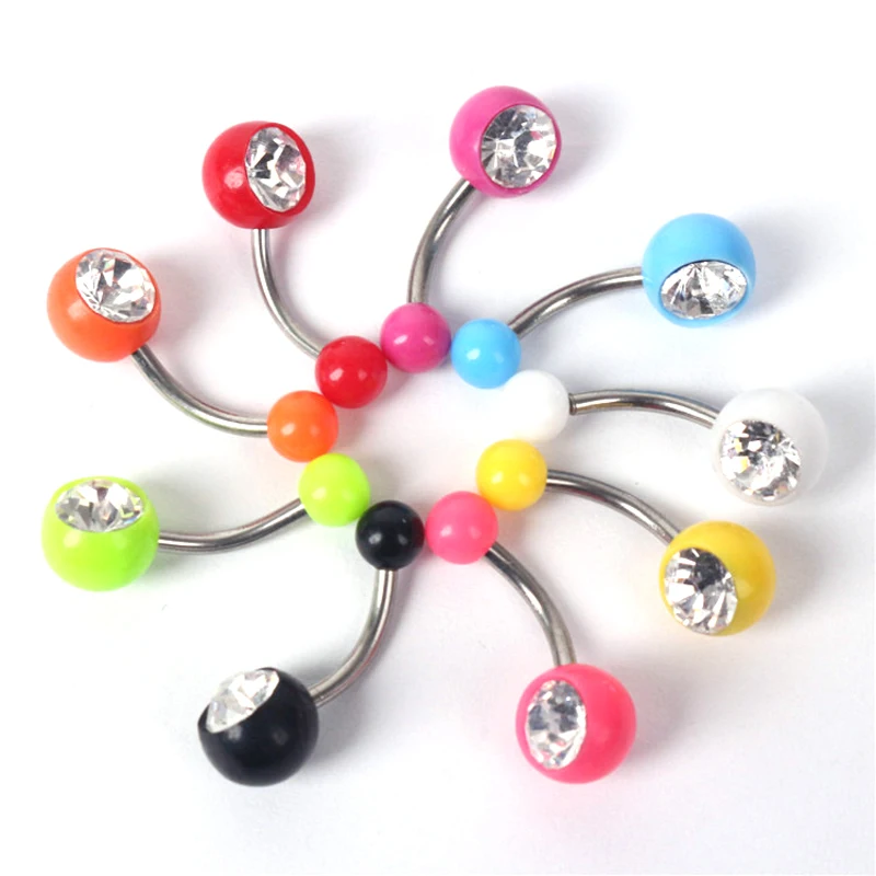 10pcs/lot Flexible UV Silicone Belly Button Rings Punk Bar Ring Barbell