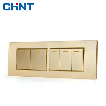 

CHINT Electric 118 Type Photocell Light Switch NEW5D Embedded Steel Frame Four Position Five Gang Two Way Switch