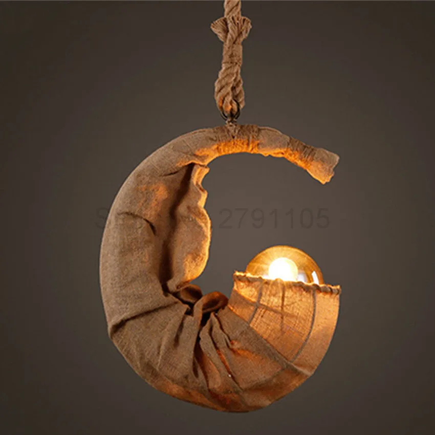 

Retro Hemp Rope Pendant Lamp,Nordic Light Restaurant Coffee Bar Hanging Lamp Countryside Industrial Lighting Pendant Lights