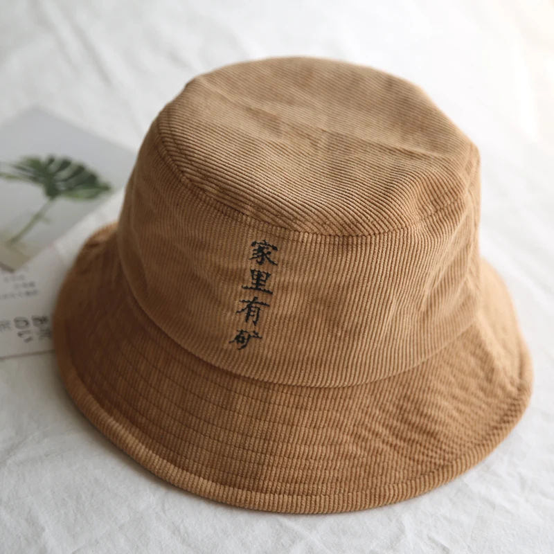 Шляпа осень и зима женская Вельветовая Рыбацкая шляпа Корейская версия Harajuku для отдыха дикая вышивка алфавита таз шапка мужская