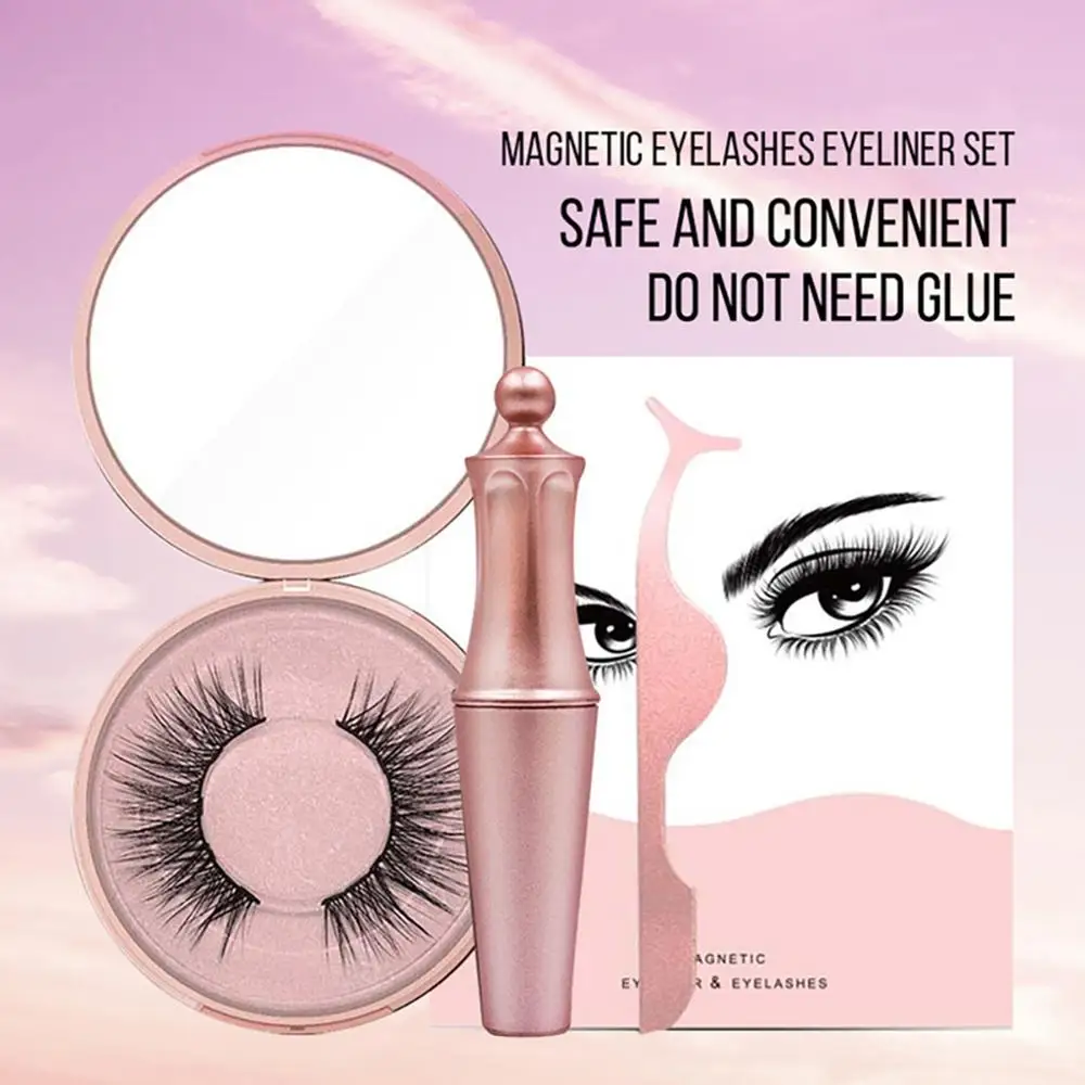 

Magnetic Liquid Eyeliner & Magnetic False Eyelashes & Tweezer Set Waterproof Long Lasting Eyeliner Magnetic Eyeliner Eyelash Kit