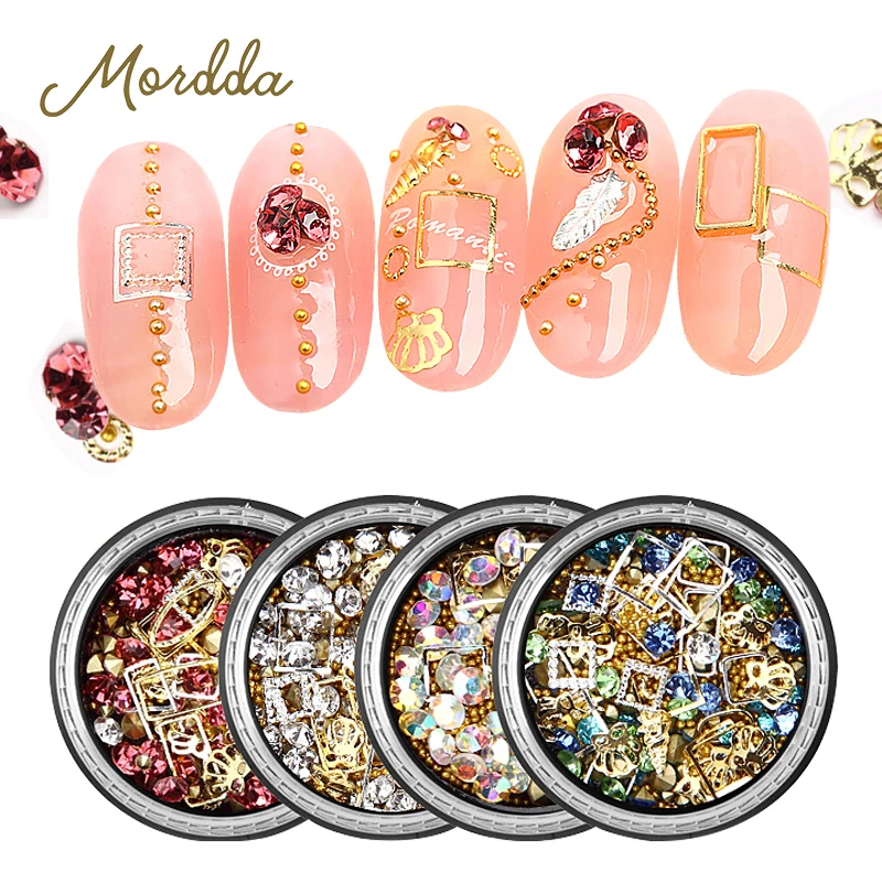 

MORDDA 1 Box Nail Art Decorations Colorful Rhinestones Nail Stones For Nail Design Diamonds Nails Accessories For Manicure Alloy