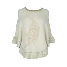 New winter elegant embroidery peal leaf bat wing sleeve pullover lady cloak women sweater