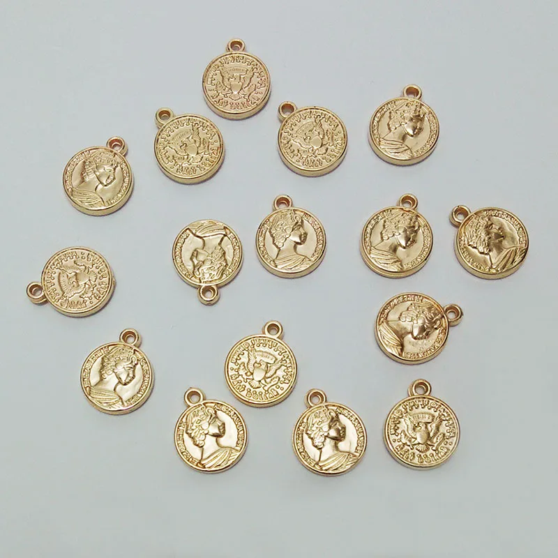 

Acrylic coins charms necklace pendant dangle cell mobile bag art connector queen head badge tag jewelry making finding de bijoux