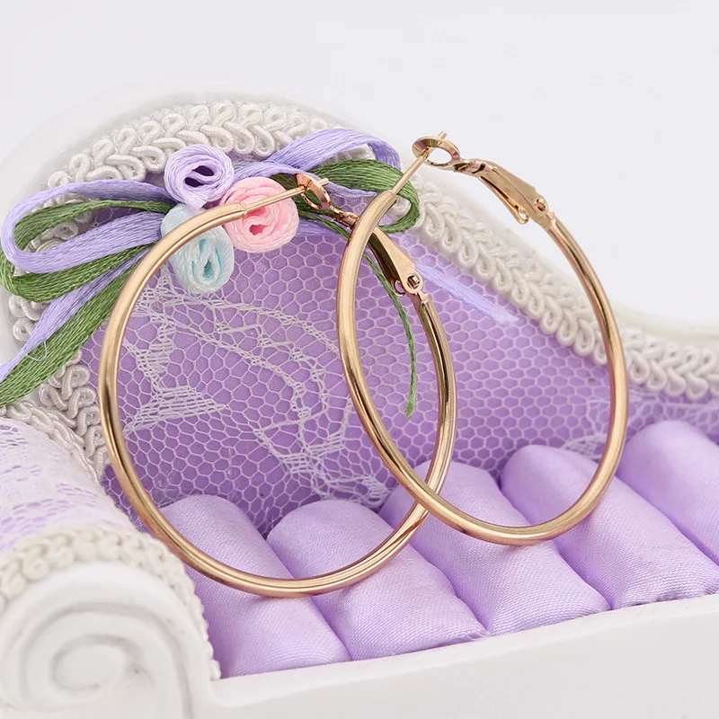 

2 Pairs 60mm Big Hoop Earrings Stainless Steel Hoop Earring Gold Rose Gold Silver Hypoallergenic Hoops for Women Girls