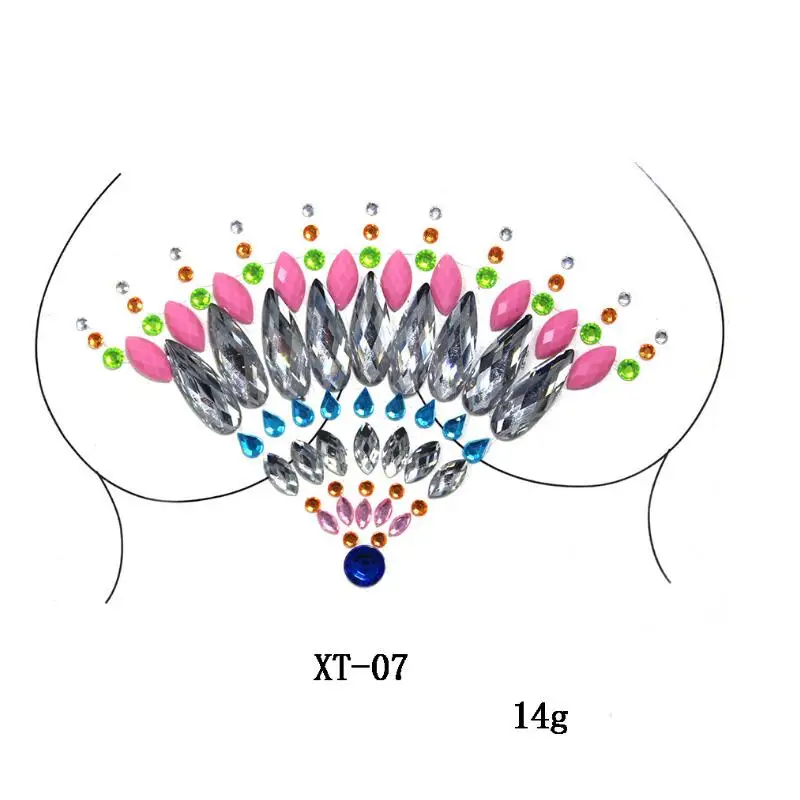 Сексуальные Глаза Лицо Драгоценности временные Стразы Блеск татуировки наклейки украшения для тела драгоценные камни Макияж для маскарада Драгоценности флэш поддельные татуировки - Цвет: 1pc XT-07