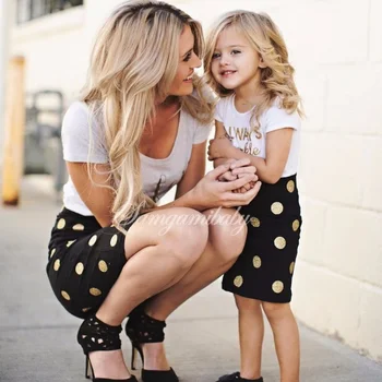 

Mother Daughter Dresses 2PCS Mommy and Me Clothes Family Look Mum Mom and Daughter Matching Dress Family Outfits Clothing Sets
