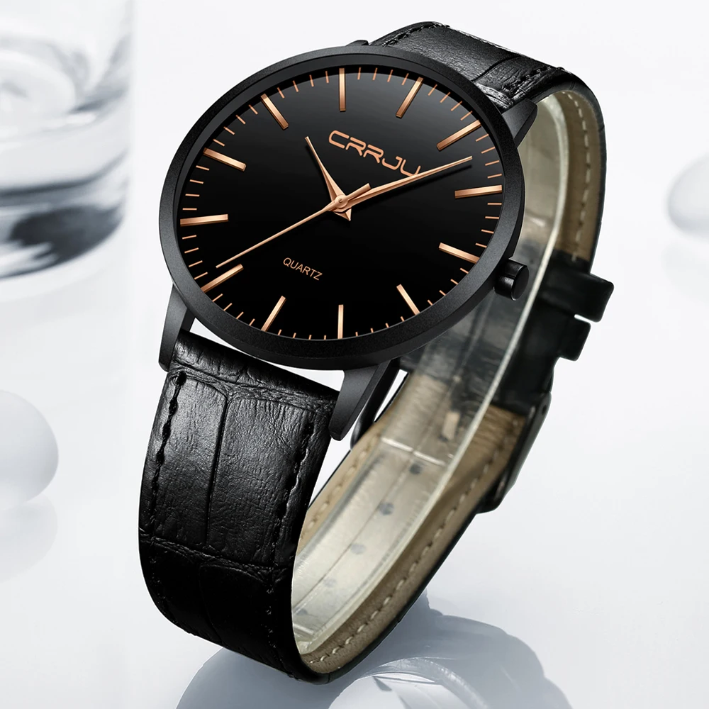 CRRJU ультра тонкие модные мужские наручные часы Лидирующий бренд Роскошные бизнес часы водонепроницаемые устойчивые к царапинам мужские часы Relogio