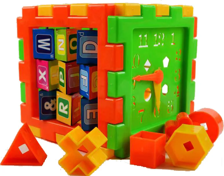 

BOHS Educational Geometric Shape CLock Abacus Alphabetic Letters Multifunctional Cube Toy Plastic Blocks Kids 11*11*11cm