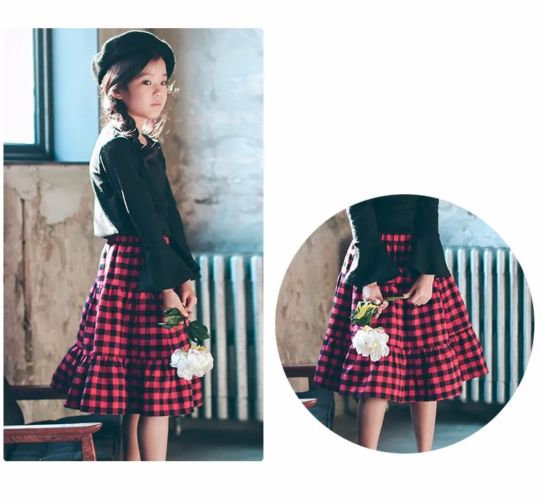 England style long skirts for baby teenage girls red plaid pleated skirt girl 2017 new spring autumn winter children clothing 5 6 7 8 9 10 11 12 13 14 15 16 years old little big teenage girls pleated skirts for kids (21)