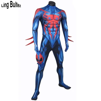 

Ling Bultez4 High Quality Newest 2099 Spiderman Costume Muscle Shade Spider-man 2099 Cosplay Suit With Mirror Lens Fullbody Suit