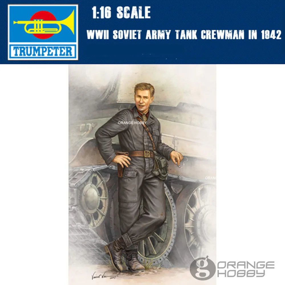 

OHS Trumpeter 00701 1/16 WWII Soviet Tank Crewman in 1942 Assembly Military Miniatures Model Building Kits oh