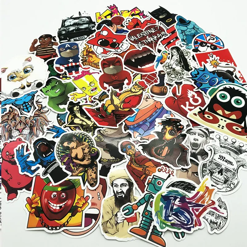 

50 Pcs Super Hero Stickers Anime Cartoon Sticker for Laptop Guitar Skateboard Luggage Car Kids PVC Waterproof Stickers