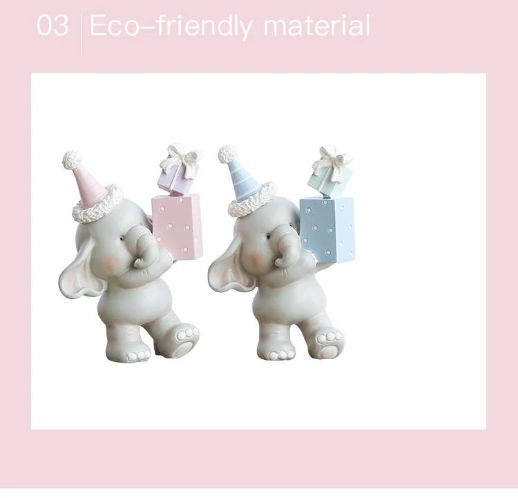 Miz 1 Pair Home Decoration Accessories Animal Figure Festivial Party Decor Birthday Gift for Kids Cute Elephant Statue