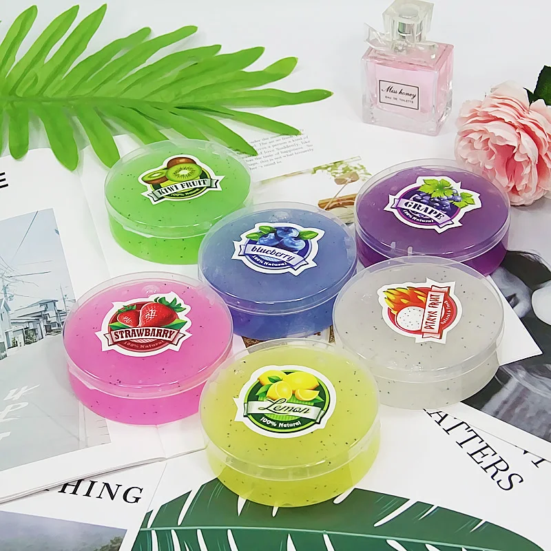 

Happy Monkey 120ml Foaming Clear Slime Toys DIY Fruit Series Anti-Stress Educational Crystal Slime Gift Toy For Kids Grownups