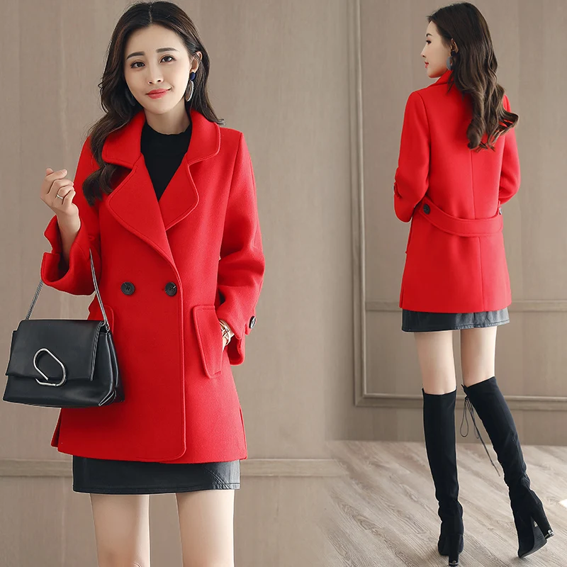 Longues Odfvebx Occasionnel Manteau Manches Femelle navy 2019 De Blue Court Moyen Printemps caramel Long Mode À pink Femmes Khaki Red Boutique Ah72 Laine splendid red Lâche Colour New Nnm80vw