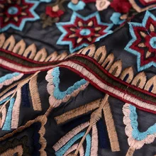 Хлопок Этническая вышивка кружевная ткань тюль вышитые ткани для свадебного платья