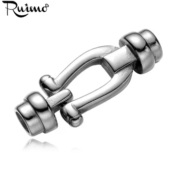 

RUIMO Casting 316l Stainless Steel 5mm Large Holes Metal Mobility Connector Charms For DIY Leather Bracelet Jewelry Making
