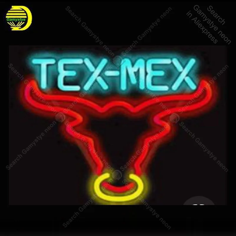Неоновая вывеска для Tex mex неоновая лампочка быка ручная работа Настоящая