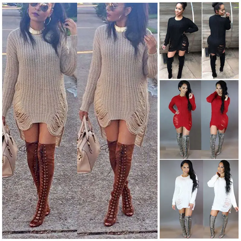 

2018 New Hot Fashion Ship Women Winter Long Sleeve Jumper Knitted Sweater Bodycon Tunic Sweaters