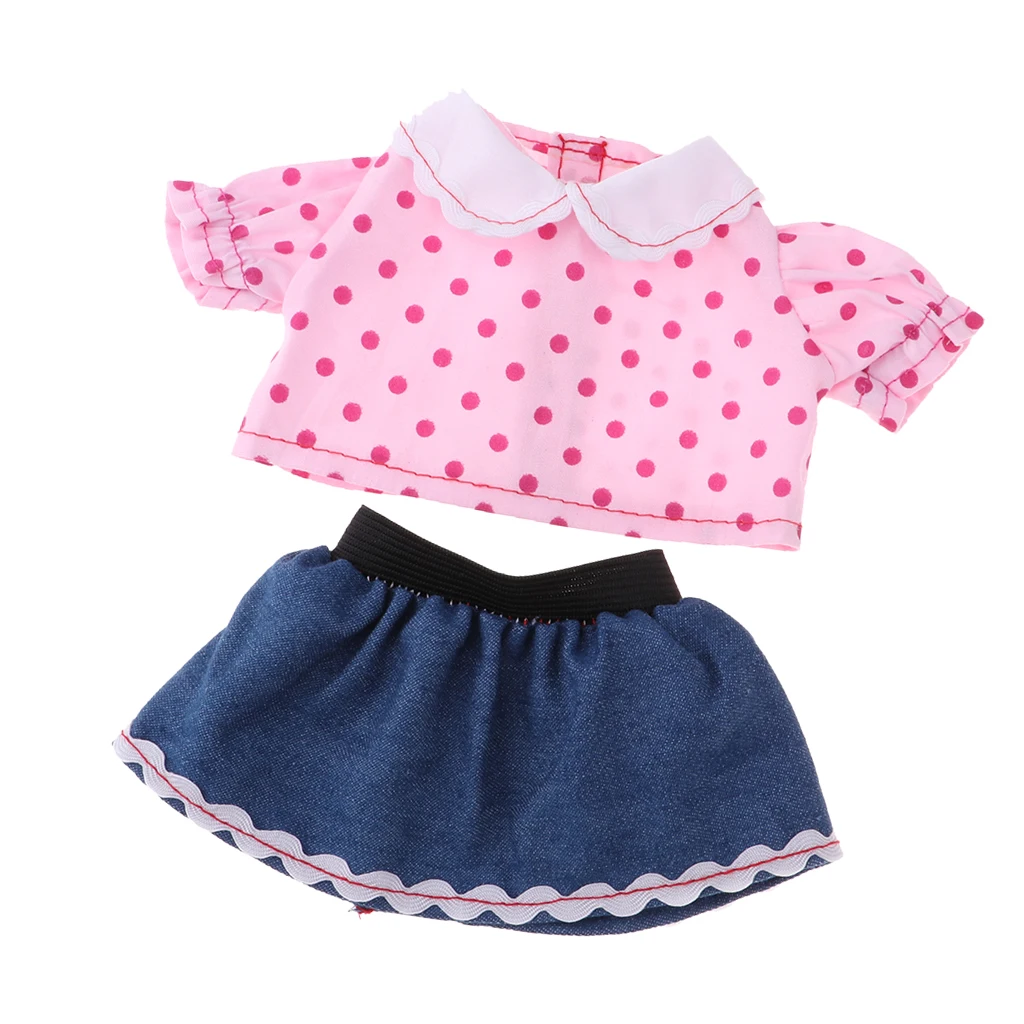 Mini Baby Doll Clothing Adorable Costume Set Tops T-shirt & Denim Miniskirt Dress For MellChan Baby Doll Dress-up Accessory