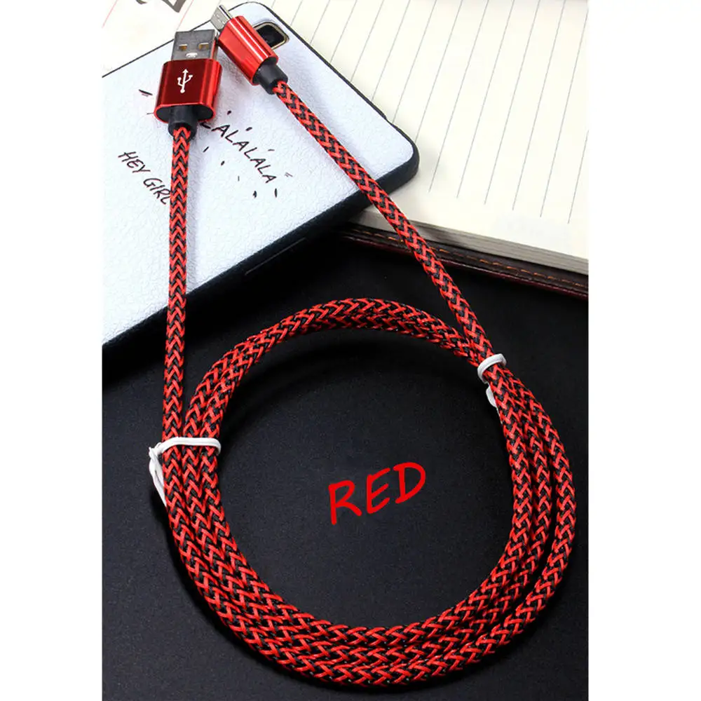 1/2/3 Meter Braided Micro USB Charging Cable For iPhone 5 5S 6S 7 8 Plus X Android Type-C Long Mobile Phone Charger For xiaomi 8 - Тип штекера: Red