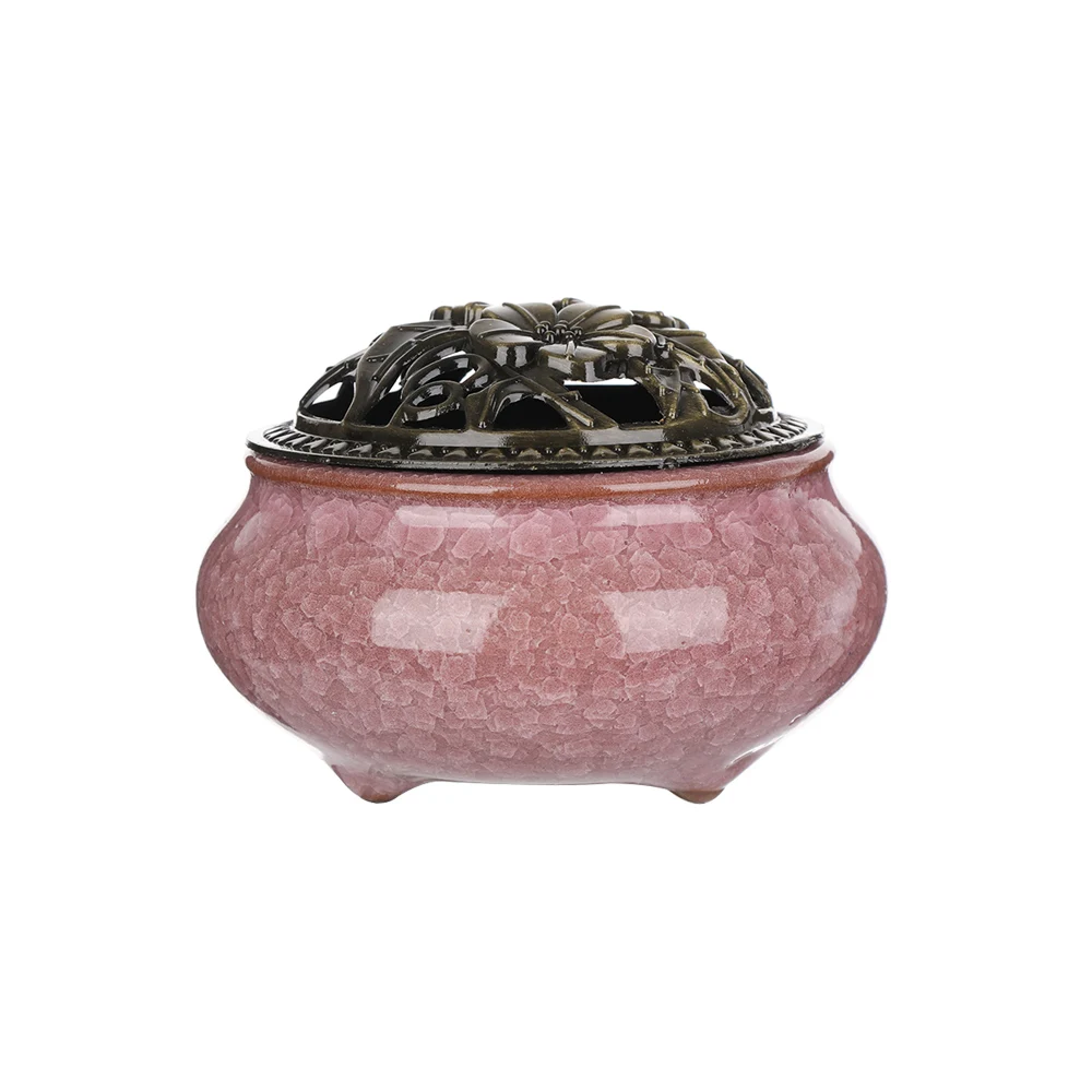 

1PC 10*7.2cm Retro Ash Catcher Teahouse Home Decor Ice Cracking Pattern Incense Furnace Censer Ceramic Incense Holder