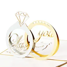 3D кольца с бриллиантами серебряное и Золотое кольцо открытка поздравительные открытки кольцо с бриллиантами День рождения Годовщина Свадьба годовщина