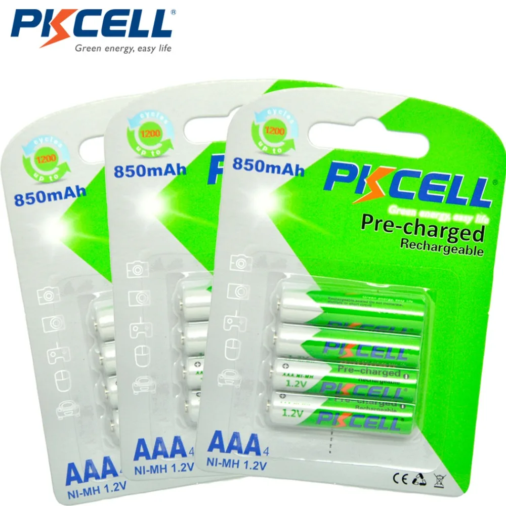 

3Card/12PCS PKCELL AAA Battery 1.2V Ni-MH 850mAh LSD Durable Pre-Charged 3A Rechargeable Batteries Baterias