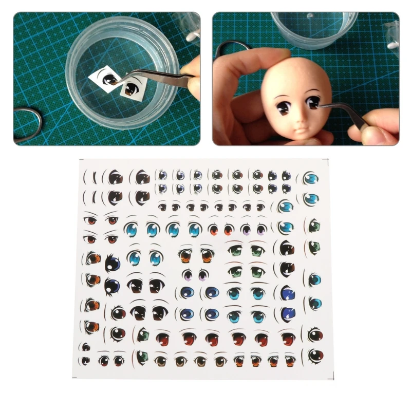 1 Sheet Anime Eyes Sticker Cartoon Figurine Doll Face Organ Paster