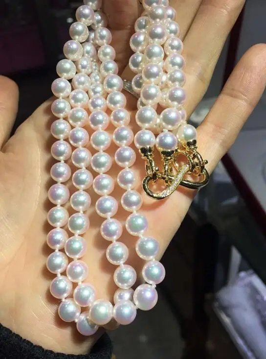 

2row 8-9 mm natural south white pearl necklace