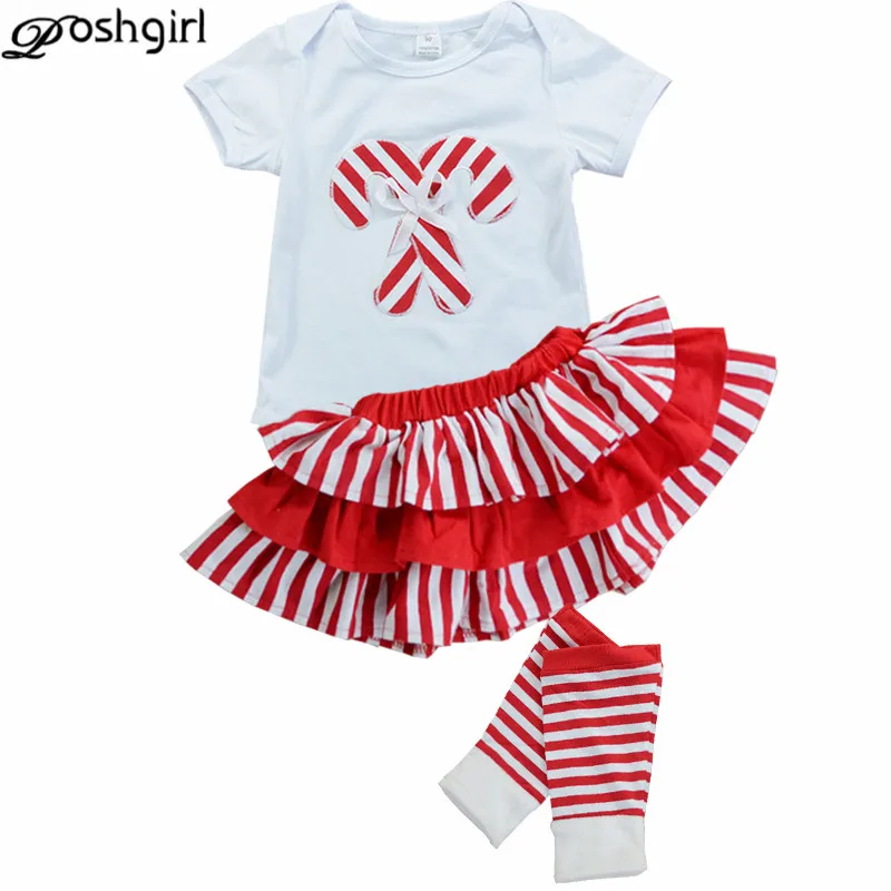 

Newborn Baby Christmas Clothes Summer Stripe Kids Girls Boys Xmas Bodysuit Jumpsuit Outfits Playsuit 3PCS Set New Year 0-24M