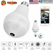 Мини Беспроводная 1080 P камера 360 ° панорамная wifi лампа управления домашней безопасности