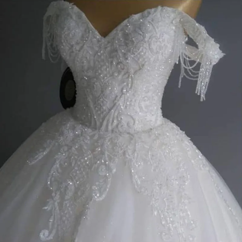 

Luxury Ball Gown Wedding Dress Strapless Sweetheart High Quality Bridal Gown Vestido De Noiva with Delicate Beadings