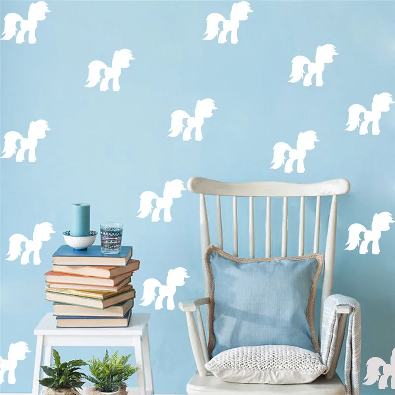 

YRHCD INS Style Eco-friendly Vinyl Little Horse Sticker DIY Wall Stickers for kids Rooms decoration Minimalist decor Wallpaper