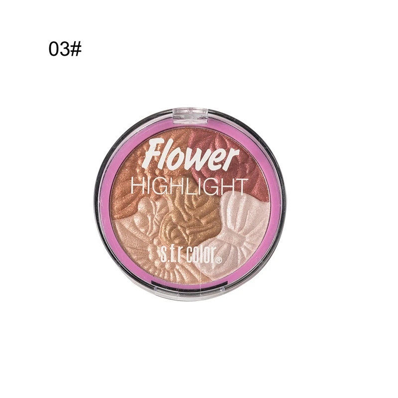 5 цветов цветок 3D хайлайтер тени для век Пудра лицо макияж палитра светящийся мерцающий Радужный хайлайтер осветитель бронзаторы контур