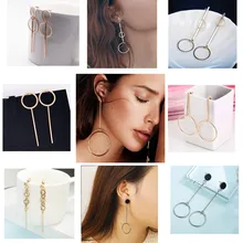 Retro bông tai vòng tròn lớn vàng Bông tai hình học cho Nữ 2019 kim loại mặt dây chuyền bông tai trang sức thời trang(China)