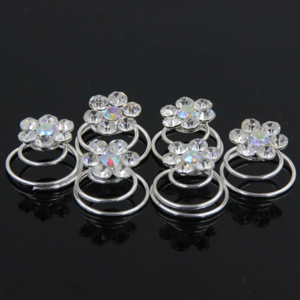 

Furling Pack of 12 PCS Brides Hair Accessories Simple Hair Spiral Twister Flower Rhinestone Hairpins Women Wedding Hair Jewelry