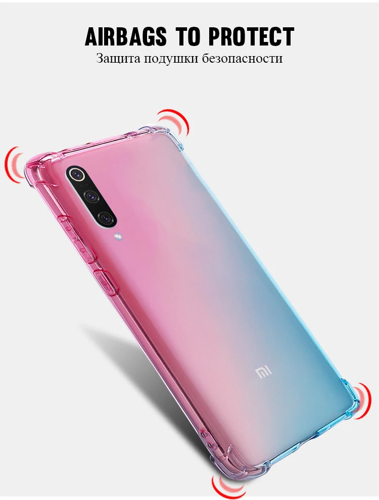 Gradient Transparent Case For Xiaomi Redmi 7 7A Note7 Mi 9 9t cc9 A2 A3 8 Lite Shockproof Cover On Redmi Note5 6 k20 Pro GO Para