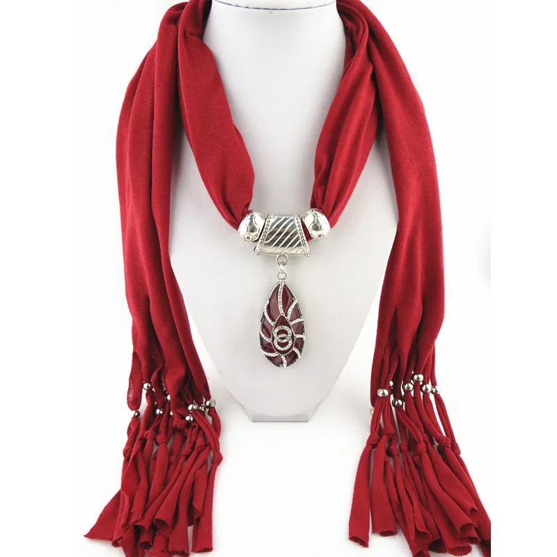 RUNMEIFA кулоны ожерелья шарф сплошной цвет капли воды модное железо сплав кулон женский шарф из полиэстера Аксессуары Шарф