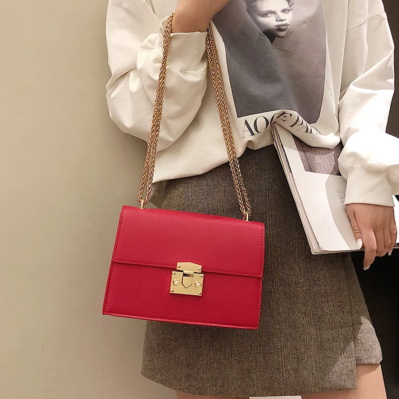 

2019 Fashion small Women Bag pu Leather Chain Handbags PU Shoulder Bag Flap Crossbody Bags for Women Messenger Bags