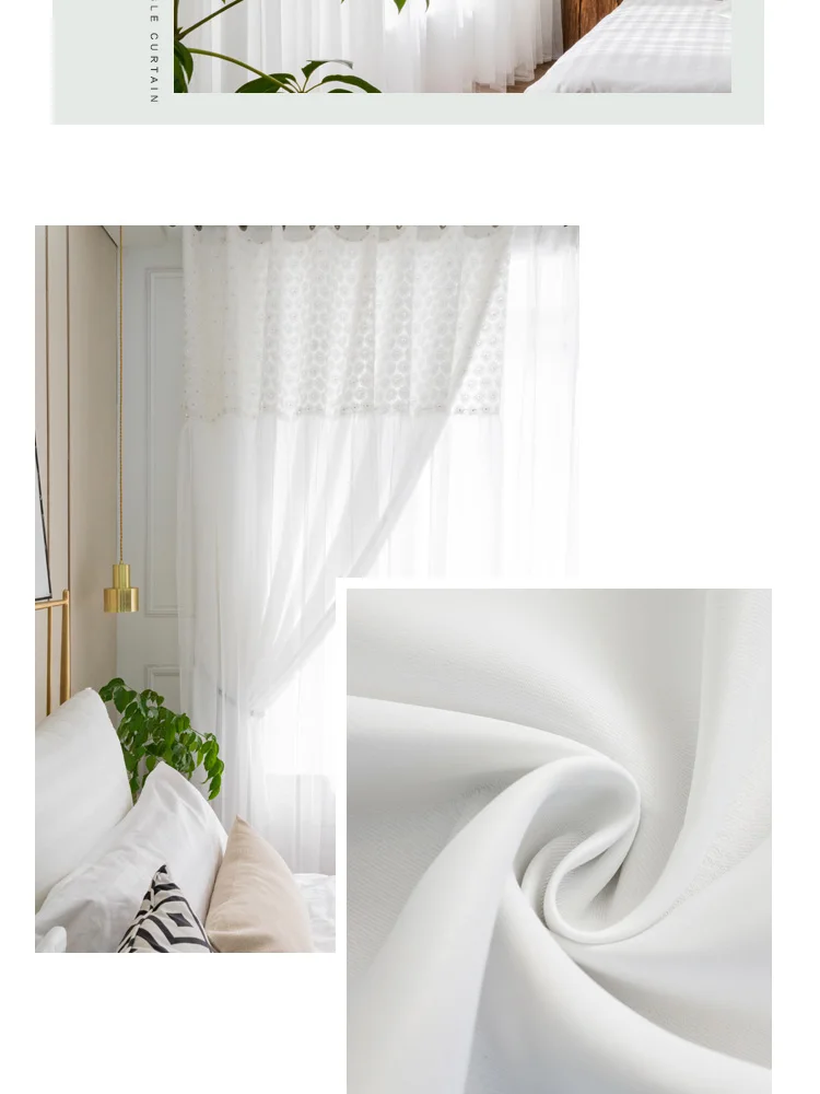 estar dupla camada margarida elegante cortina de