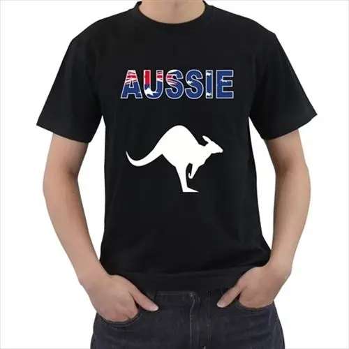AUSSIE KANGAROO австралийский Национальный флаг Австралия черная футболка E19 забавная
