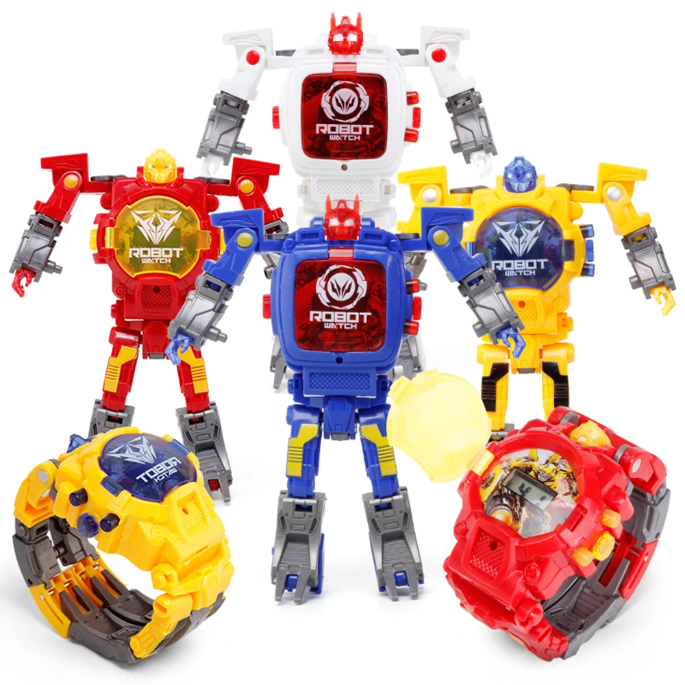 

Educational Toys Watch Kids Robot Toy Deformation Robot Action Transformation Wrist Watch Toy Electronic Watch Creative Gifts
