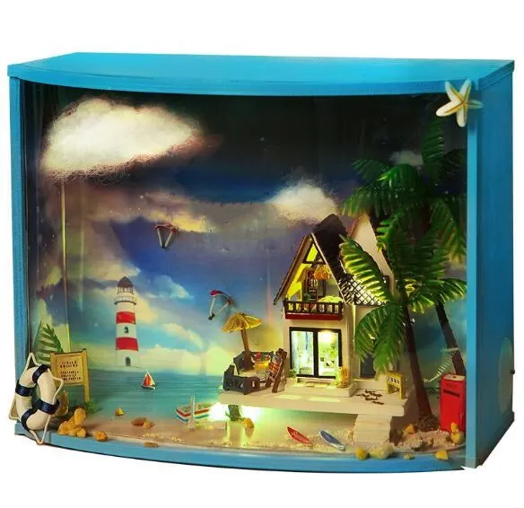 3D Кукольный дом собрать наборы мебель украшения Miniaturas DIY Кукольный дом миниатюрный деревянный ручной работы игрушки для детей подарок