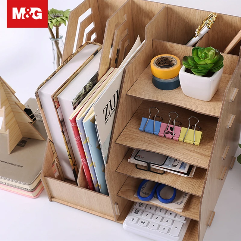 DIY деревянный лоток для документов Настольный многофункциональный ящик хранения